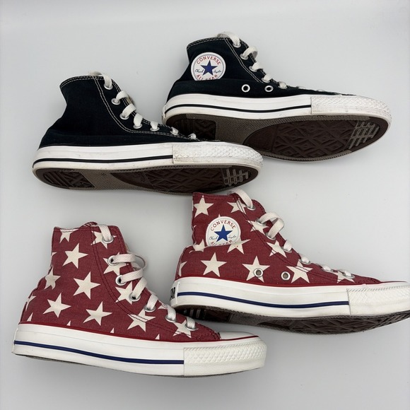 Converse Other - Converse All Star Chuck Taylor High Top Sneakers Youth Size 3 Black Red Stars